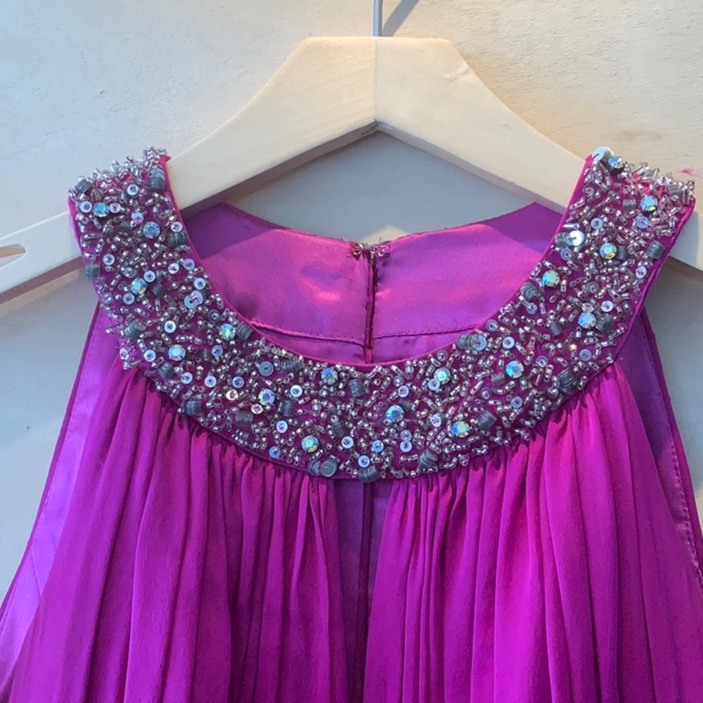 Badgeley Mischka Fuchsia Chiffon Gown - Picture 3 of 4